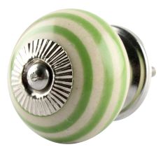 Pea Green Striped Ceramic Cabinet Knob